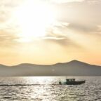 zadar, sea, sunset, boat, mountains, dusk, nature, twilight, croatia